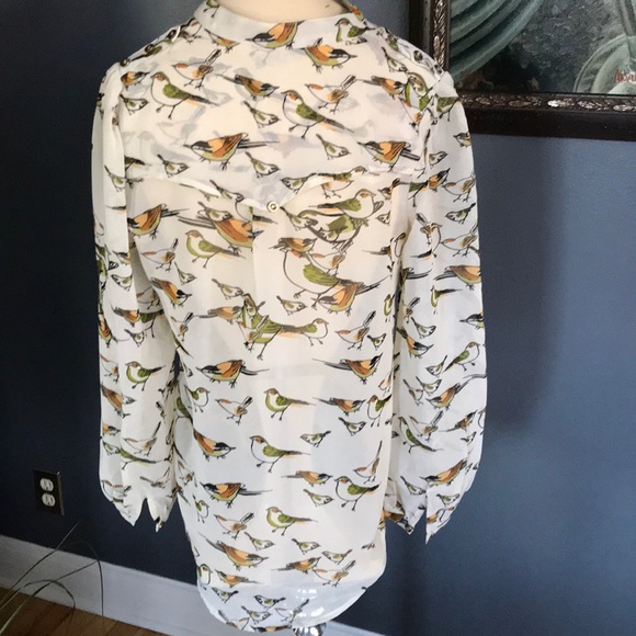 Atmosphere sheer ivory bird print blouse, new, 10 - Picture 5 of 7